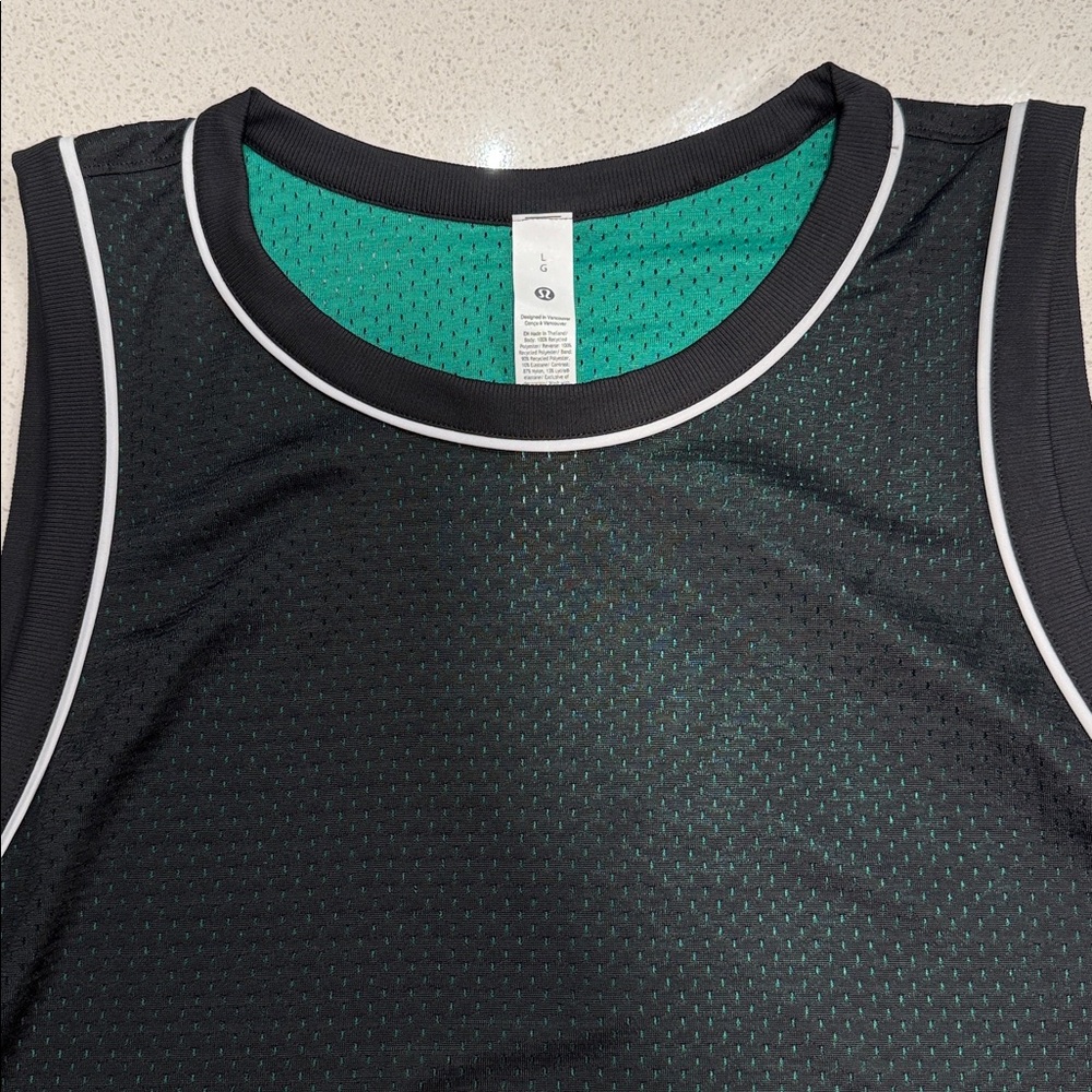 Lululemon Double-Layered Mesh Reversible Tank Top Black Raceway Green Large - Picture 5 of 13